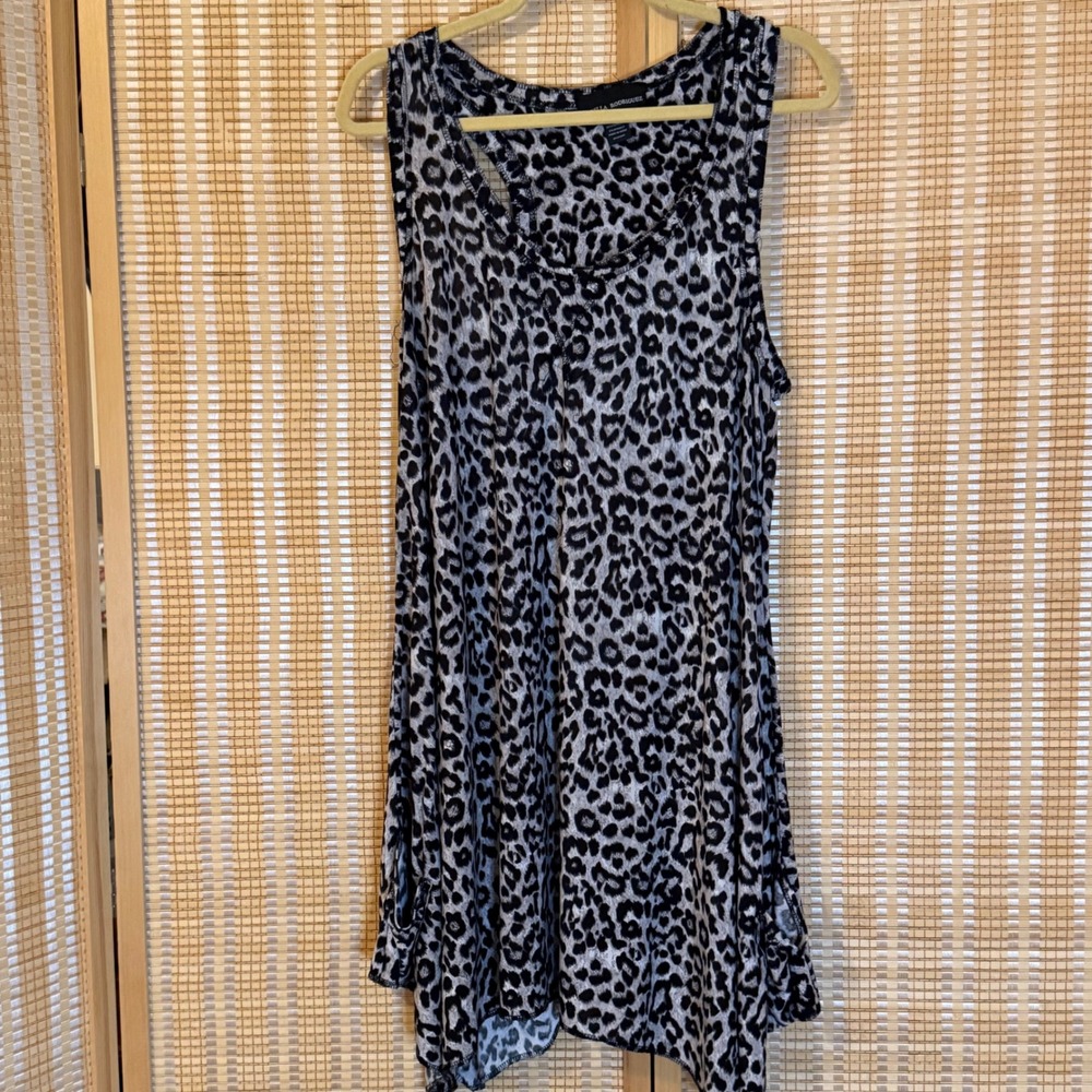 Isabella‎ Rodriguez Womens 1X Leopard Print Sharkbite Hem Racerback Tank Dress